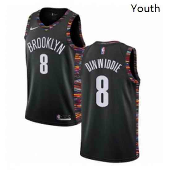 Youth Nike Brooklyn Nets 8 Spencer Dinwiddie Swingman Black NBA Jersey 2018 19 City Edition